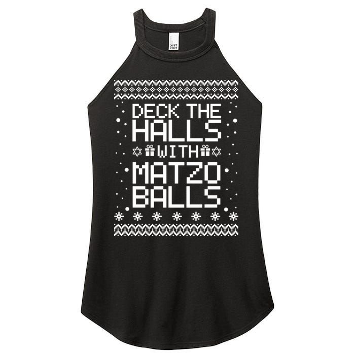 Deck The Halls With Matzo Balls Funny Hanukkah Ugly Women's Perfect Tri Rocker Tank