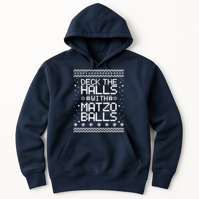 Deck The Halls With Matzo Balls Funny Hanukkah Ugly Hoodie