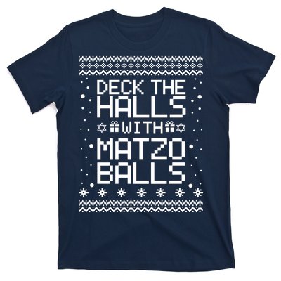 Deck The Halls With Matzo Balls Funny Hanukkah Ugly T-Shirt