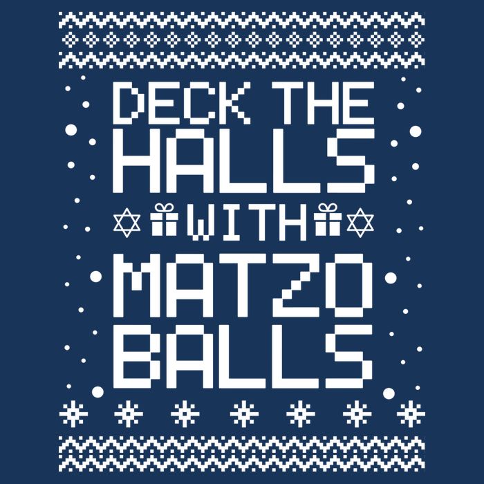 Deck The Halls With Matzo Balls Funny Hanukkah Ugly 7-Panel Snapback Hat