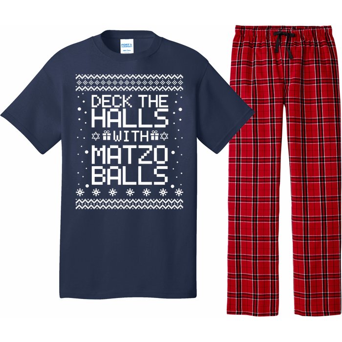 Deck The Halls With Matzo Balls Funny Hanukkah Ugly Pajama Set