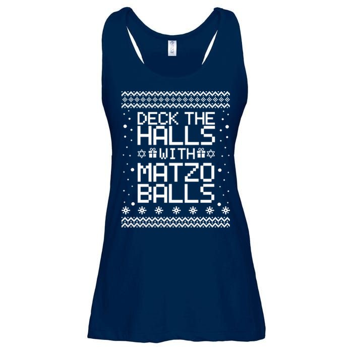 Deck The Halls With Matzo Balls Funny Hanukkah Ugly Ladies Essential Flowy Tank