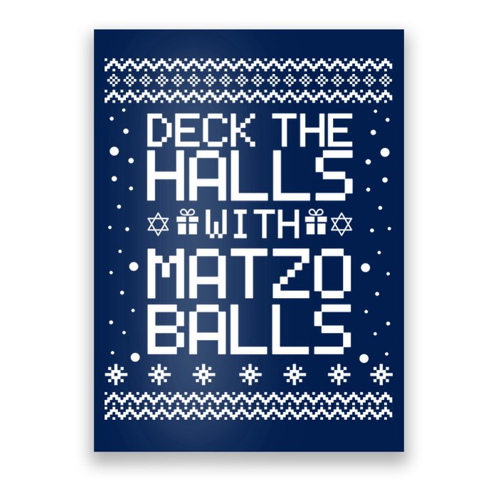 Deck The Halls With Matzo Balls Funny Hanukkah Ugly Poster