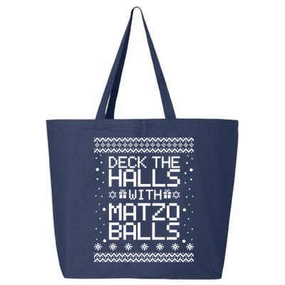 Deck The Halls With Matzo Balls Funny Hanukkah Ugly 25L Jumbo Tote