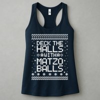 Deck The Halls With Matzo Balls Funny Hanukkah Ugly Womens Tank Top