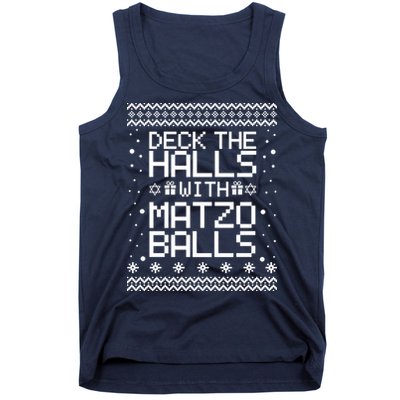 Deck The Halls With Matzo Balls Funny Hanukkah Ugly Tank Top