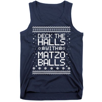 Deck The Halls With Matzo Balls Funny Hanukkah Ugly Tank Top