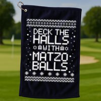 Deck The Halls With Matzo Balls Funny Hanukkah Ugly Golf Towel