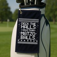Deck The Halls With Matzo Balls Funny Hanukkah Ugly Golf Towel