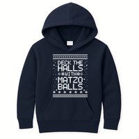 Deck The Halls With Matzo Balls Funny Hanukkah Ugly Kids Hoodie