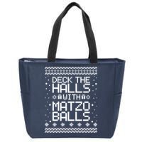 Deck The Halls With Matzo Balls Funny Hanukkah Ugly Zip Tote Bag
