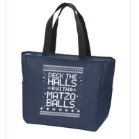 Deck The Halls With Matzo Balls Funny Hanukkah Ugly Zip Tote Bag