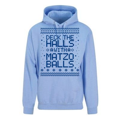 Deck The Halls With Matzo Balls Funny Hanukkah Ugly Unisex Surf Hoodie