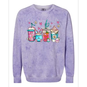 Drinks Easter Daisy Cute Bunny Gift for easter Colorblast Crewneck Sweatshirt