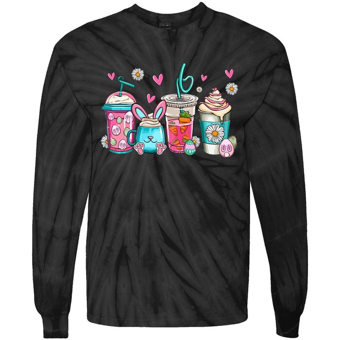 Drinks Easter Daisy Cute Bunny Gift for easter Tie-Dye Long Sleeve Shirt