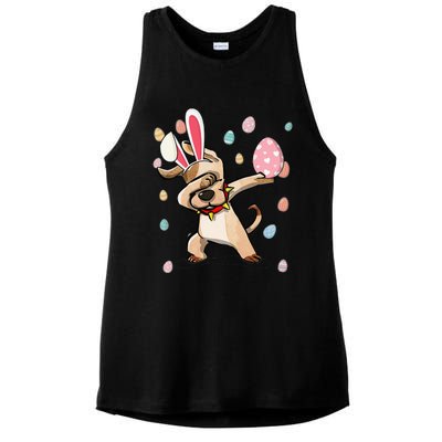 Dabbing Easter Dog Bunny Ears Gift Ladies PosiCharge Tri-Blend Wicking Tank