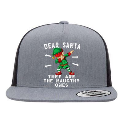 Dabbing Elf  Dear Santa They Are The Naughty Ones Xmas Flat Bill Trucker Hat