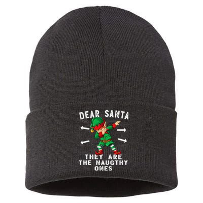 Dabbing Elf  Dear Santa They Are The Naughty Ones Xmas Sustainable Knit Beanie