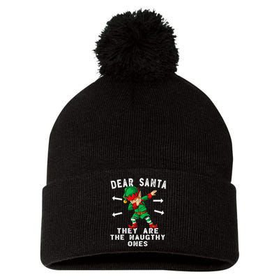 Dabbing Elf  Dear Santa They Are The Naughty Ones Xmas Pom Pom 12in Knit Beanie