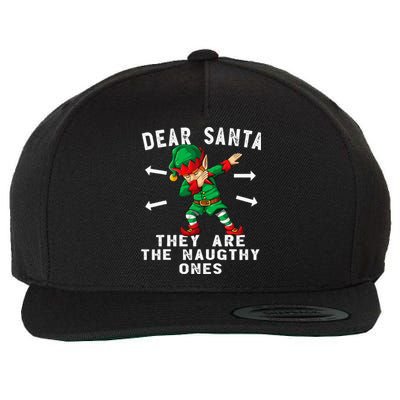 Dabbing Elf  Dear Santa They Are The Naughty Ones Xmas Wool Snapback Cap