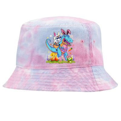 Dinosaur Easter Day Unicorn Riding Trex Bunny Costume Tie-Dyed Bucket Hat