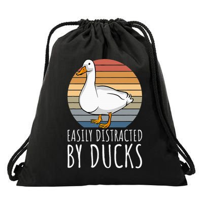 Duck Easily Distracted By Ducks Drawstring Bag