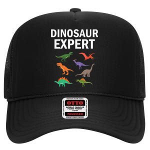 Dinosaur Expert Dino T Rex Dinosaurus Lovers High Crown Mesh Back Trucker Hat