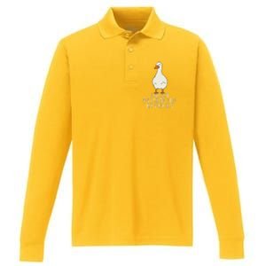 Duck Easily Distracted By Ducks Performance Long Sleeve Polo