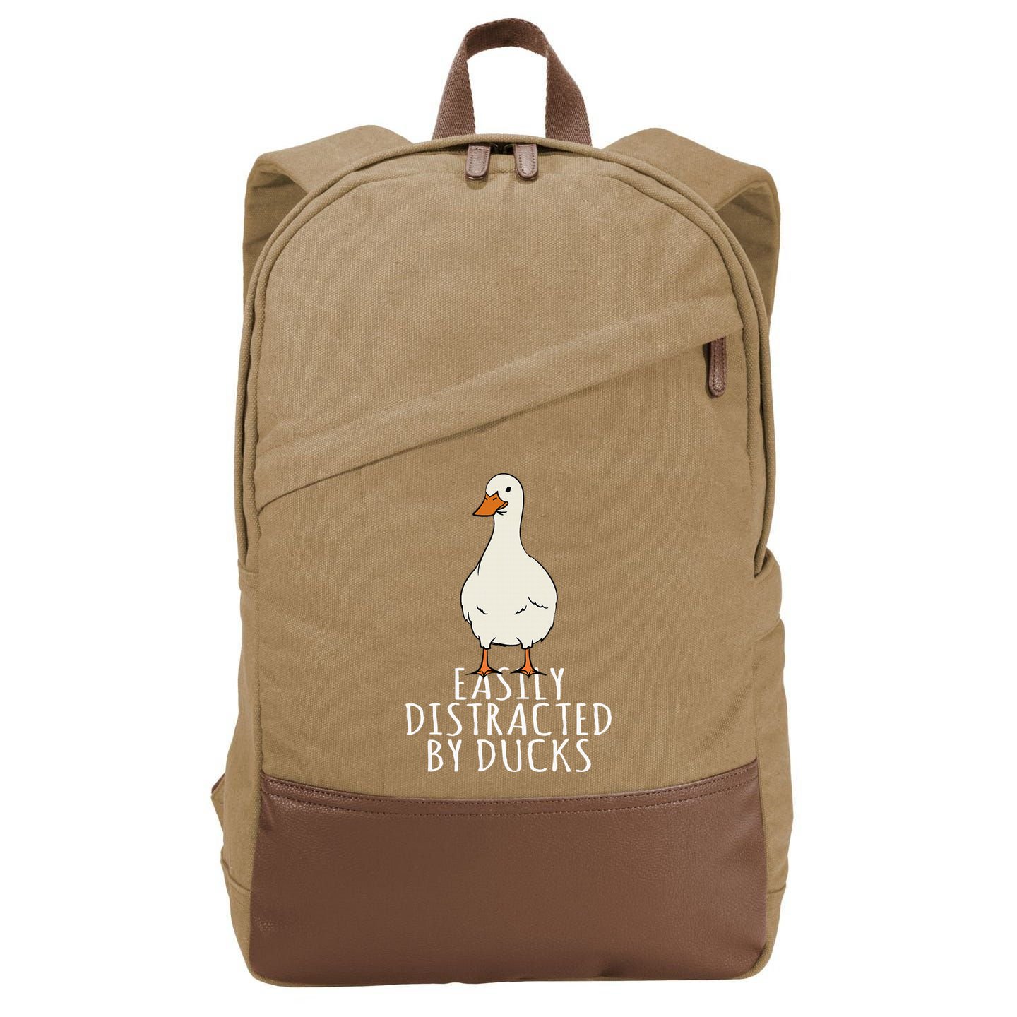 Duck Easily Distracted By Ducks Cotton Canvas Backpack
