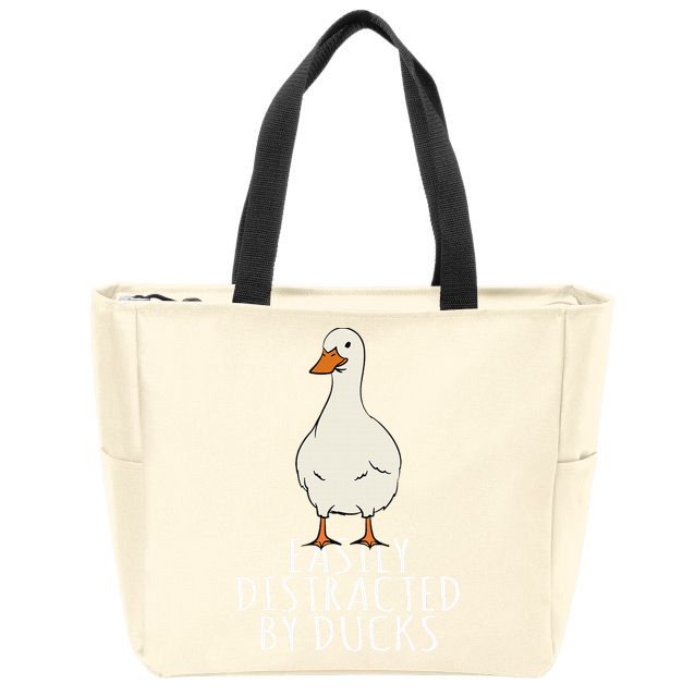 Duck Easily Distracted By Ducks Zip Tote Bag