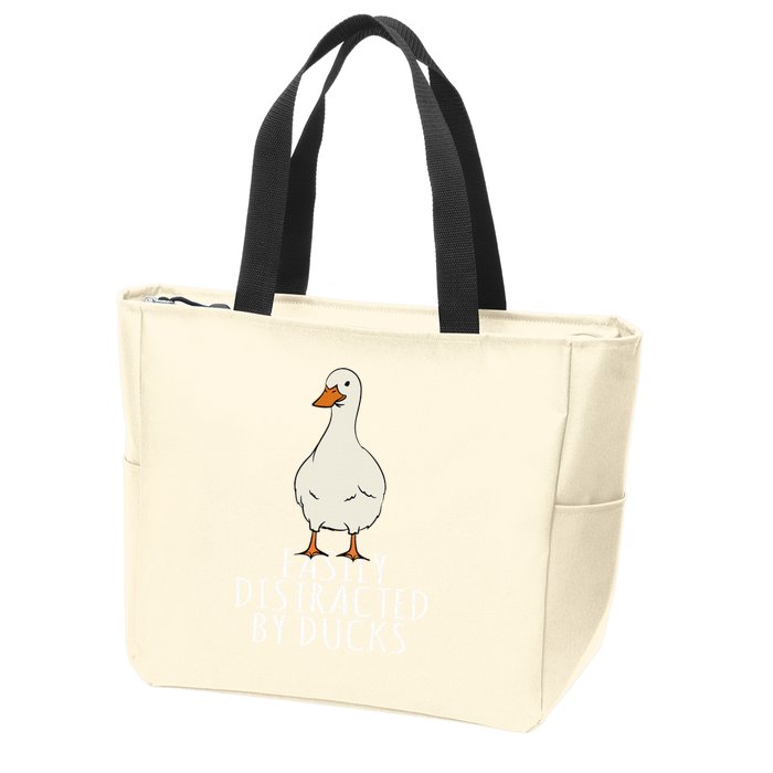 Duck Easily Distracted By Ducks Zip Tote Bag