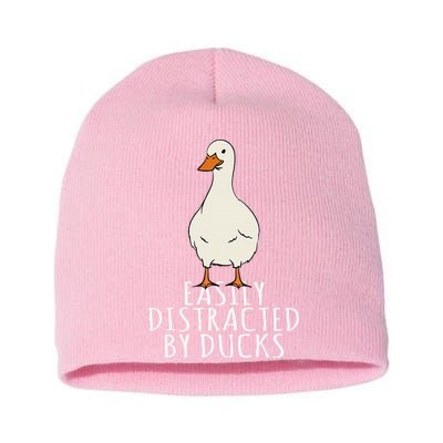 Duck Easily Distracted By Ducks Short Acrylic Beanie