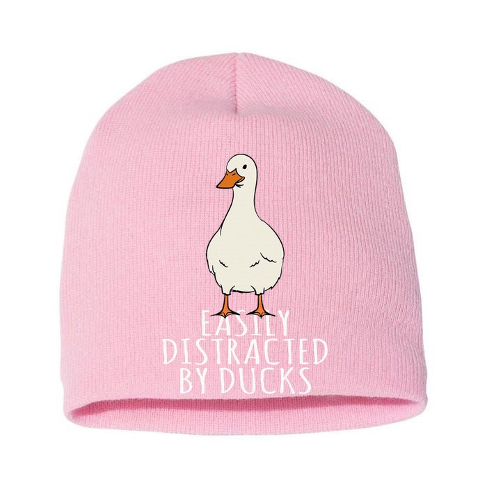 Duck Easily Distracted By Ducks Short Acrylic Beanie