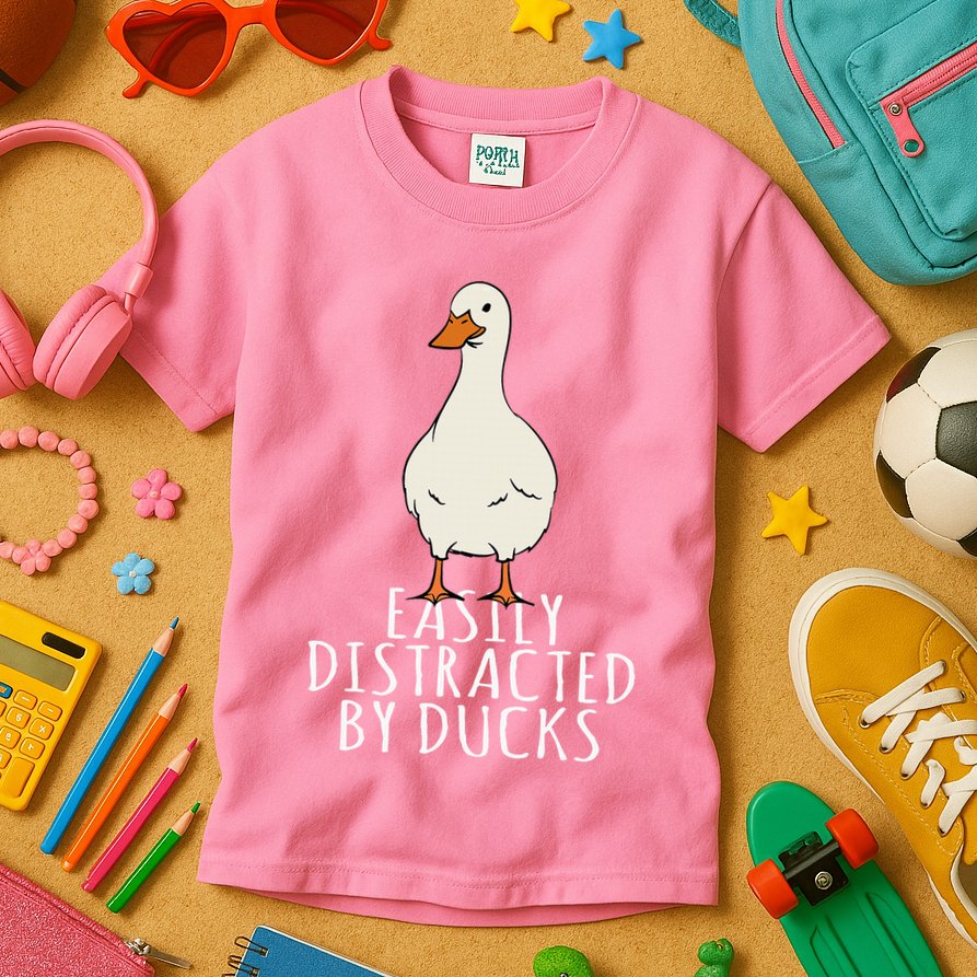 Duck Easily Distracted By Ducks Kids T-Shirt