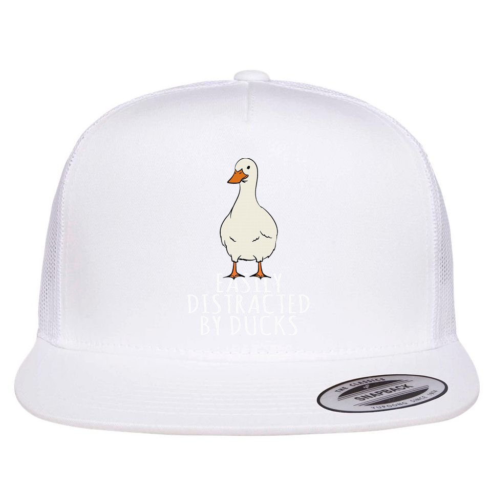 Duck Easily Distracted By Ducks Flat Bill Trucker Hat