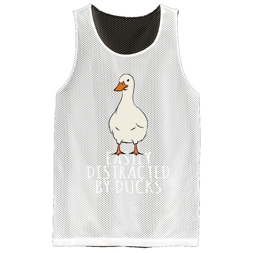 Duck Easily Distracted By Ducks Mesh Reversible Basketball Jersey Tank