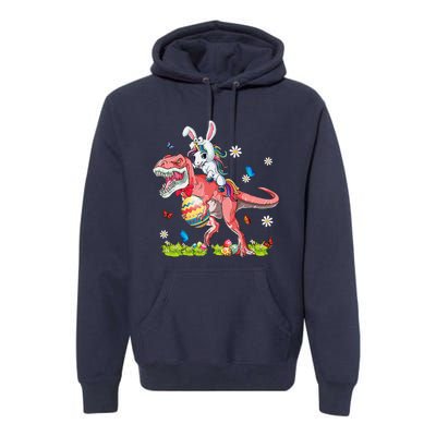 Dinosaur Easter Day Unicorn Riding Trex Bunny Costume Gift Premium Hoodie