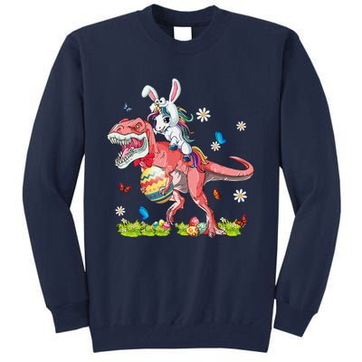 Dinosaur Easter Day Unicorn Riding Trex Bunny Costume Gift Tall Sweatshirt