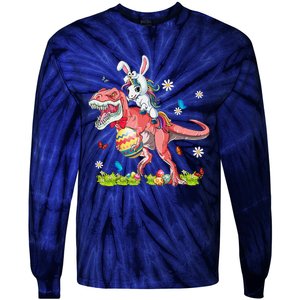 Dinosaur Easter Day Unicorn Riding Trex Bunny Costume Gift Tie-Dye Long Sleeve Shirt