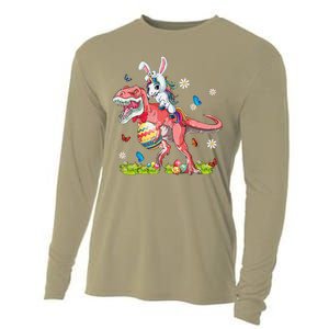 Dinosaur Easter Day Unicorn Riding Trex Bunny Costume Gift Cooling Performance Long Sleeve Crew