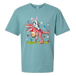 Dinosaur Easter Day Unicorn Riding Trex Bunny Costume Gift Sueded Cloud Jersey T-Shirt