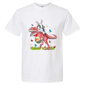 Dinosaur Easter Day Unicorn Riding Trex Bunny Costume Gift Garment-Dyed Heavyweight T-Shirt