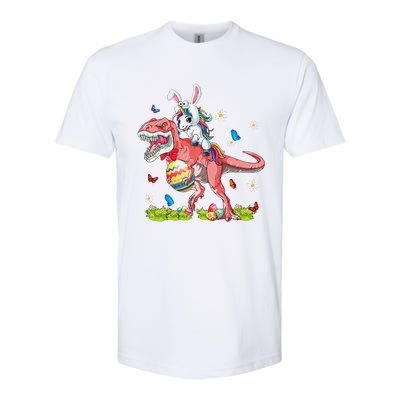 Dinosaur Easter Day Unicorn Riding Trex Bunny Costume Gift Softstyle CVC T-Shirt