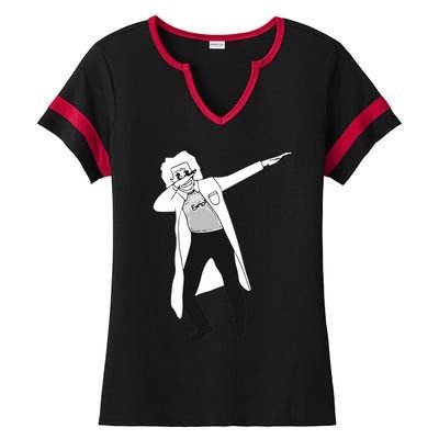 Dabbing Einstein Ladies Halftime Notch Neck Tee