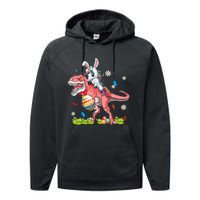 Dinosaur Easter Day Unicorn Riding Trex Funny Unicorn Performance Fleece Hoodie