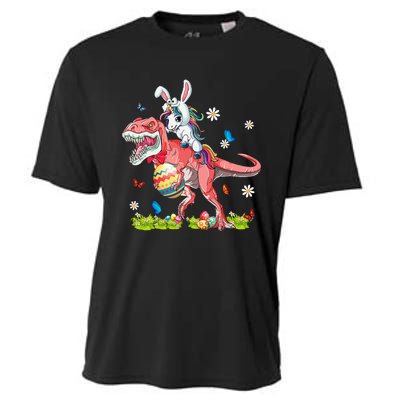 Dinosaur Easter Day Unicorn Riding Trex Funny Unicorn Cooling Performance Crew T-Shirt