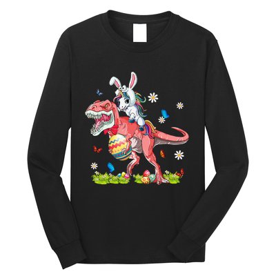 Dinosaur Easter Day Unicorn Riding Trex Funny Unicorn Long Sleeve Shirt