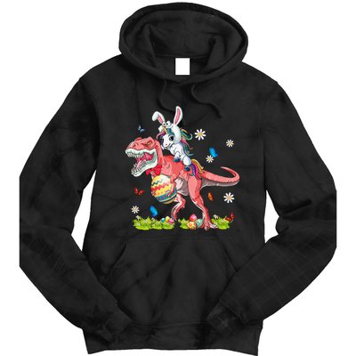 Dinosaur Easter Day Unicorn Riding Trex Funny Unicorn Tie Dye Hoodie