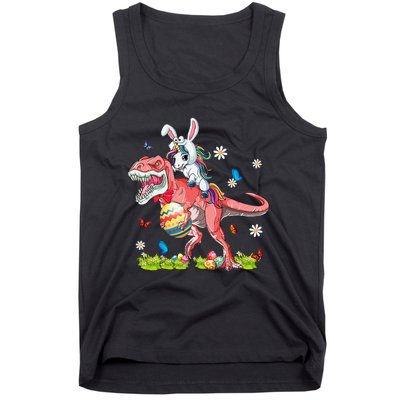 Dinosaur Easter Day Unicorn Riding Trex Funny Unicorn Tank Top