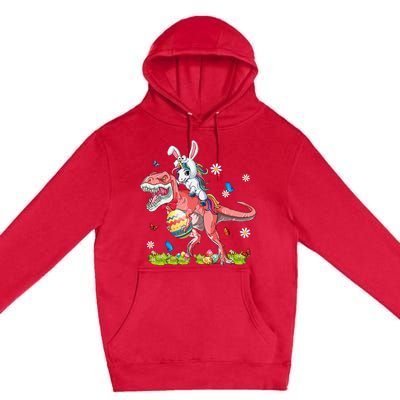 Dinosaur Easter Day Unicorn Riding Trex Funny Unicorn Premium Pullover Hoodie